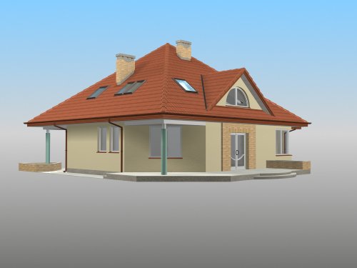 Projekt domu Pinokio - widok z boku i z tyłu