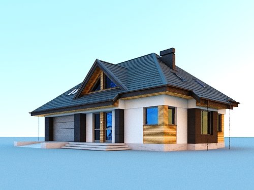 Projekt domu Reksio N 2G+ - widok z przodu i z boku