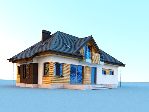 Projekt domu Reksio N 2G+ - widok z boku i z tyłu