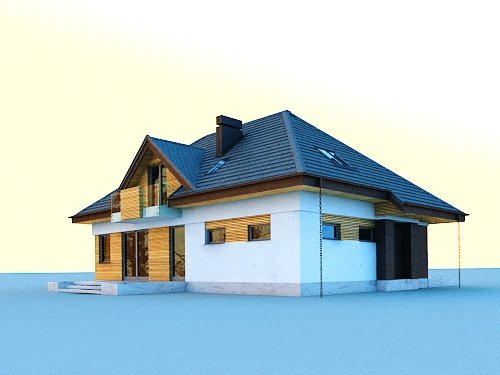 Projekt domu Reksio N 2G+ - widok z tyłu i boku
