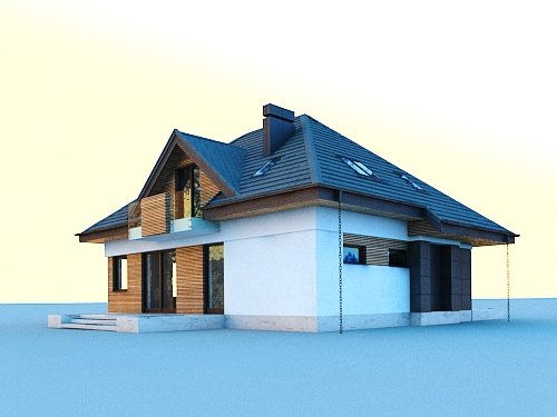 Projekt domu Reksio N+ - widok z tyłu i boku