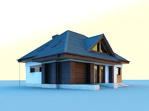 Projekt domu Reksio N+ - widok z boku i z przodu