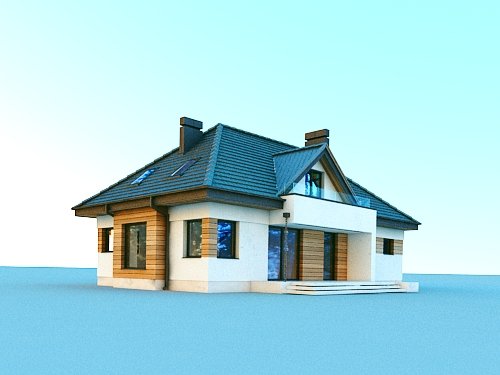 Projekt domu Reksio X 2G - widok z boku i z tyłu