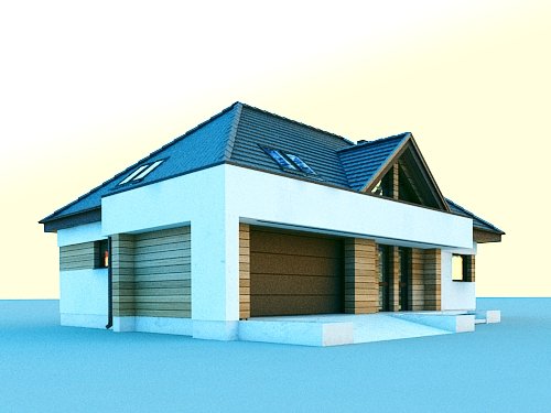 Projekt domu Reksio X 2G - widok z boku i z przodu