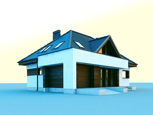 Projekt domu Reksio X - widok z boku i z przodu