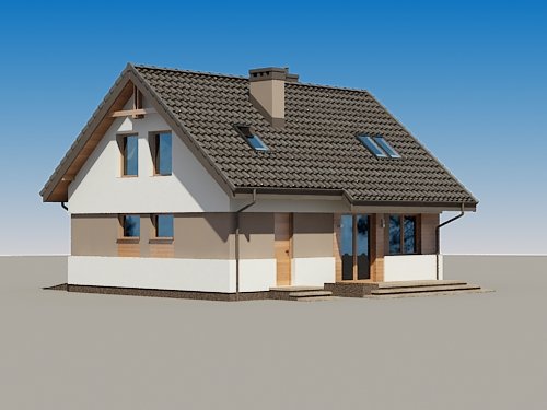 Projekt domu Rusałka N - widok z boku i z tyłu
