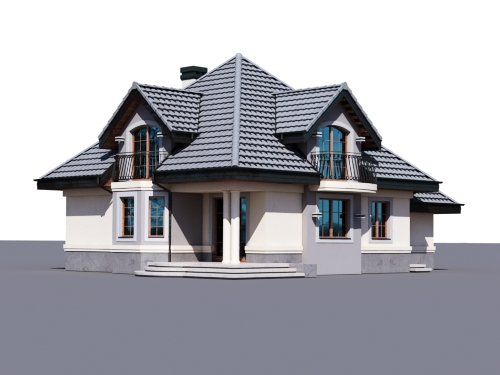 Projekt domu Śnieżka K - widok z boku i z tyłu