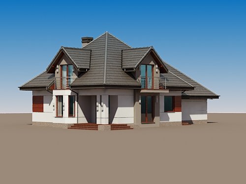 Projekt domu Śnieżka N 2G - widok z boku i z tyłu