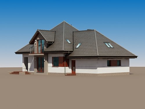 Projekt domu Śnieżka N 2G - widok z tyłu i boku