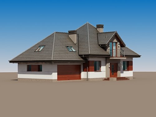 Projekt domu Śnieżka N 2G - widok z boku i z przodu