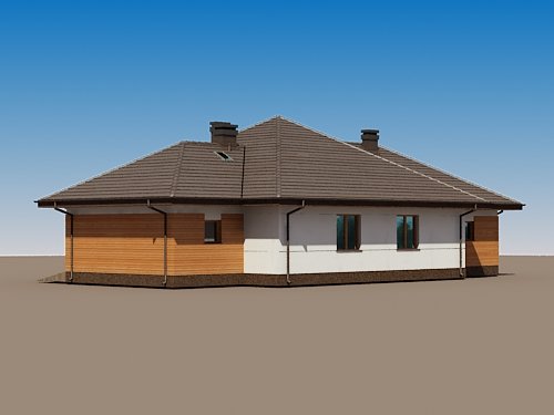 Projekt domu Sułtan N - widok z boku i z tyłu