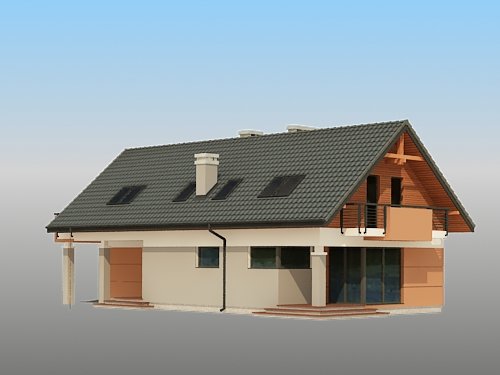 Projekt domu Szach 2G - widok z boku i z tyłu