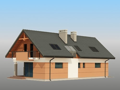 Projekt domu Szach 2G - widok z tyłu i boku