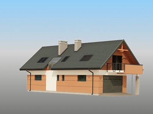 Projekt domu Szach 2G - widok z boku i z przodu
