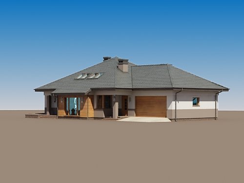 Projekt domu Szeherezada N 2G - widok z przodu i z boku