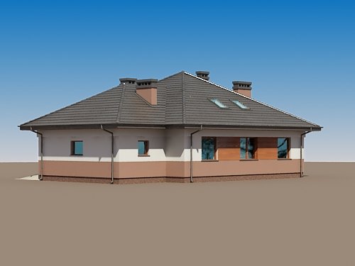 Projekt domu Szeherezada N - widok z boku i z tyłu