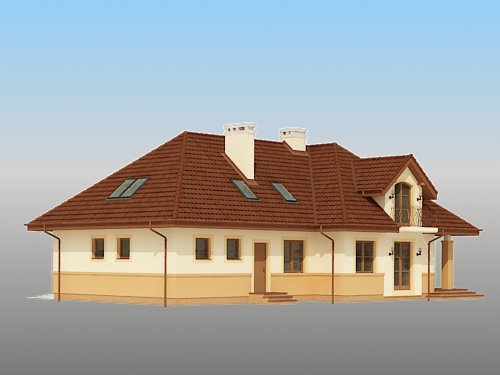 Projekt domu Szejk 2G - widok z boku i z tyłu