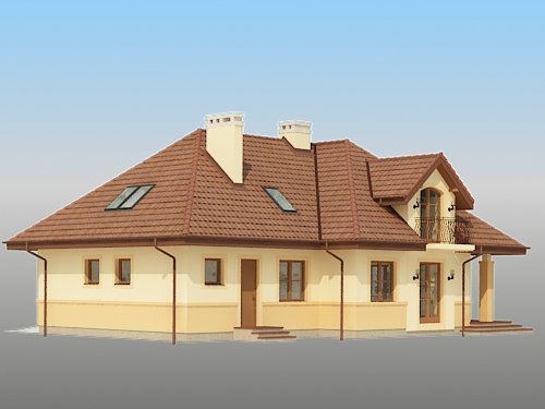 Projekt domu Szejk - widok z boku i z tyłu