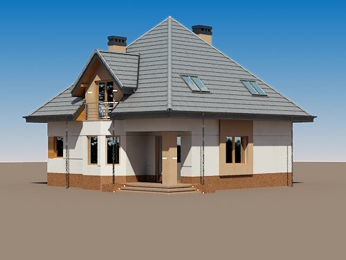 Projekt domu Żwirek N - widok z boku i z tyłu