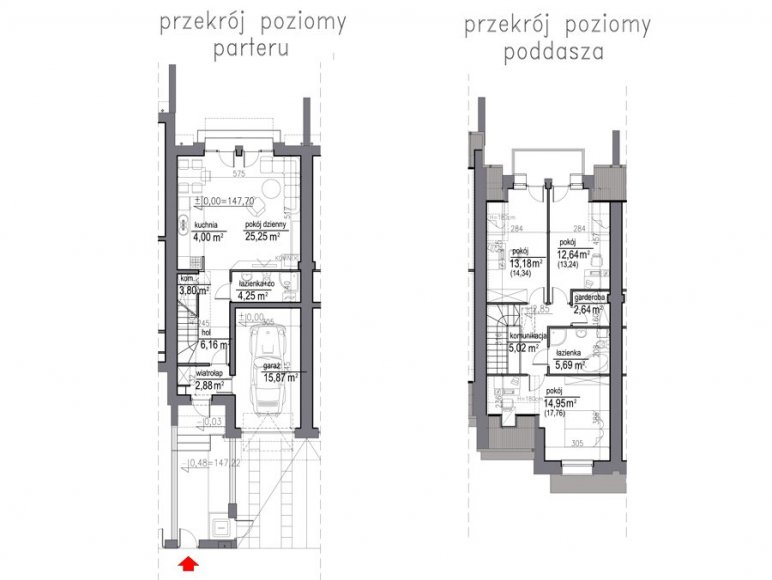 szeregówka bez podpiwniczenia - segment środkowy