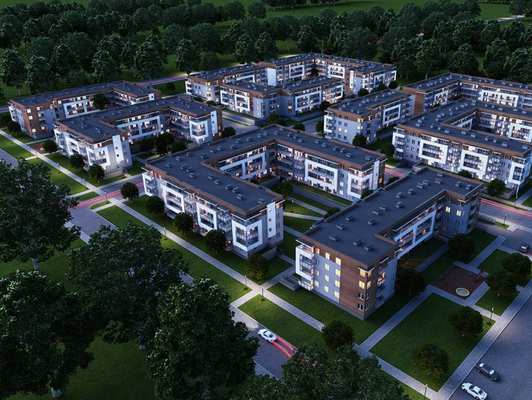 Projekt zabudowy wielorodzinnej - Zacisze Dolistówki BUDYNEK J - plan osiedla 3/noc