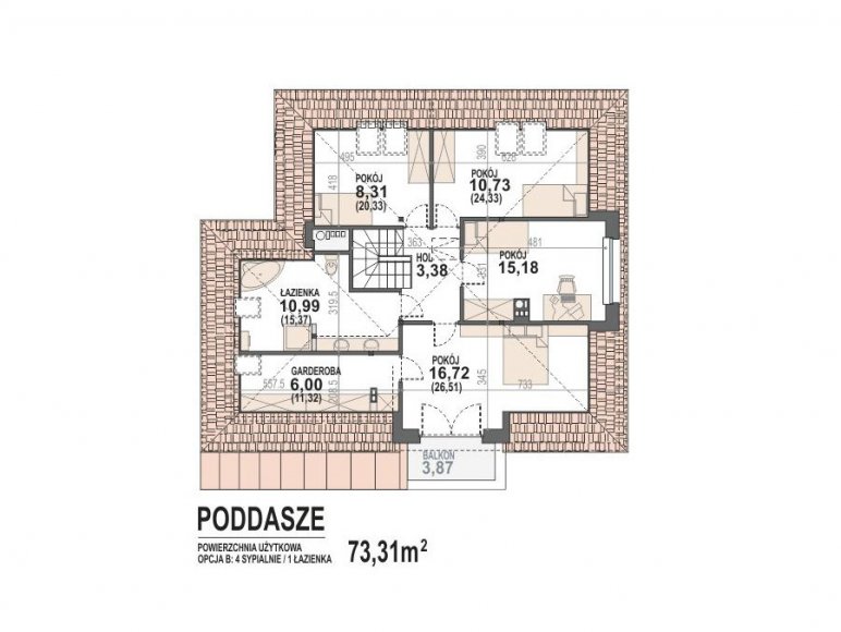 rzut poddasza - opcja (4pokoje)